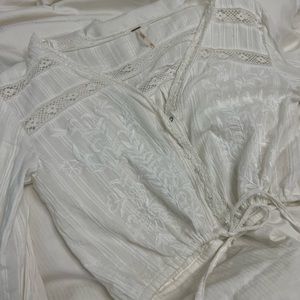 Free People White Tie Crop Top
